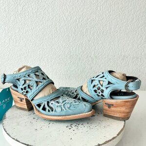 Lane Robin Slingback Mule Cowboy Boots Womens 5 Blue Cowgirl Western Short Ankle